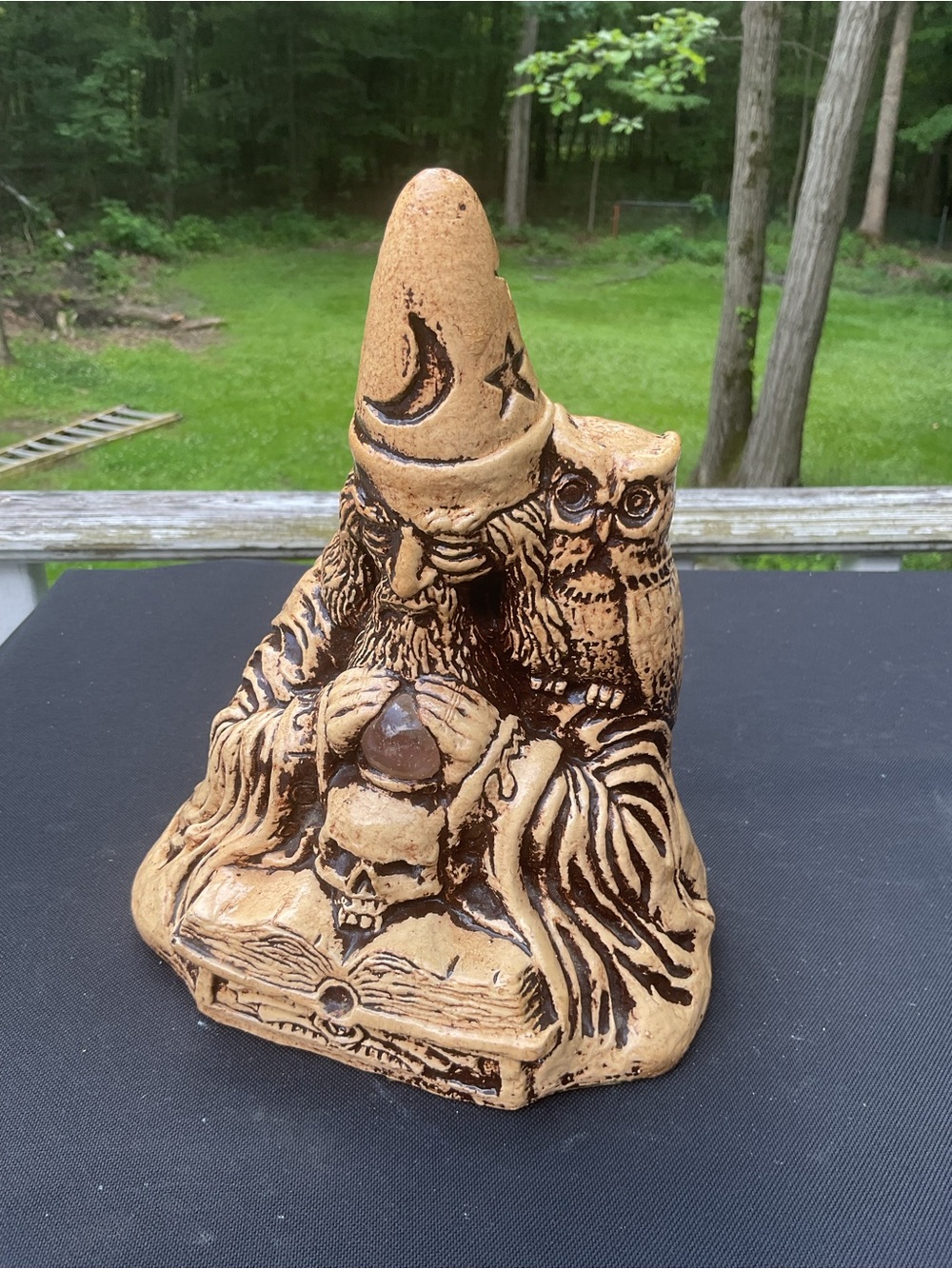 Vintage 1981 Matchless Grove Orion Wizard Owl Crystal Ball Skull Candle Holder
